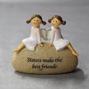 Angel Sisters friendship on stone 10 x 8.5cm