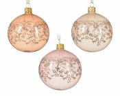 Bauble glass clear enamel lace border 3colours assorted image