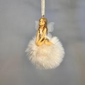 Christmas Angel tree trim with snowball dress 5x7.5cm image