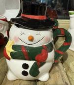 Dolomite mug, Funny Snow man, with lid, 12 x 9 cm, 300 ml, 2 ass.