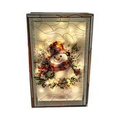 LED Snowman Stained Gls 21cm image