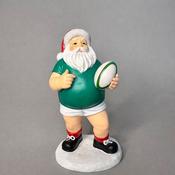 Santa in green jersey with rugby ball 16cm image