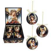 Set of 4pcs 75mm Baubles w/Christmas Angel scene image