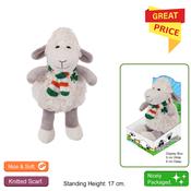 Small Soft Sheep With Knitted Scarf In Shelf Box image