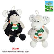 Plush Ram with Knitted scarf(Black)
