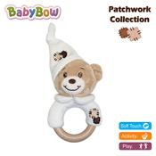 Cream Patchy Bear Head Hand Rattle