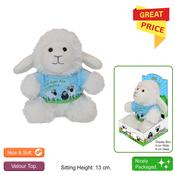 Small Soft Sheep Wearing A Scenic T-Shirt In Shelf Box image