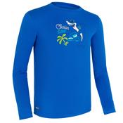 kids’ surfing anti-UV long-sleeved printed water T-shirt - blue image