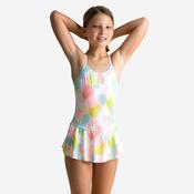 Lila Ama 100 Girls Swimming One-Piece Swimsuit/Skirt - White image