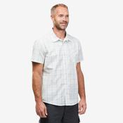 Men’s Short-sleeve Check Travel Trekking Shirt TRAVEL 100 - White  image