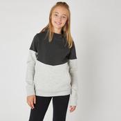 Kids' Breathable Cotton Hoodie 500 - Heathered Light Grey/Black image