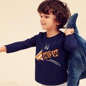 Kids' Long-Sleeved Cotton T-Shirt Basic - Navy Blue with Pattern image