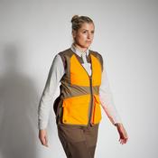WOMEN'S GILET 500 LIGHTWEIGHT BREATHABLE BROWN/NEON image