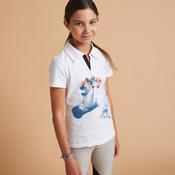 Kids' Short-Sleeved Horse Riding Polo Shirt 100 - White
