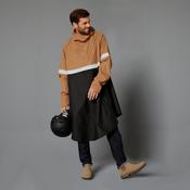 Night Visibility City Bike Rain Poncho 540 - Black/Camel