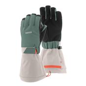 KIDS’ WARM AND WATERPROOF SKI GLOVES - 500 LONG GREEN