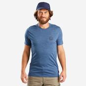 Men’s short-sleeved Merino wool hiking travel t-shirt - TRAVEL 500 blue image