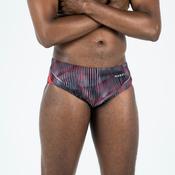 MEN'S SWIMMING BRIEFS 900 PRINT ALL GRAN RED image