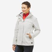 Women's Travel Trekking Waterproof 3-in-1 Jacket - Travel 100  0°C White image