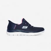 WOMEN'S SKECHERS SLIP INS SUMMITS DIAMOND DREAM FITNESS WALKING TRAINERS - NAVY image