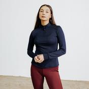 Women's Horse Riding Long-Sleeved Warm Polo Shirt 500 - Blue image