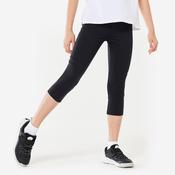Girls' Breathable Cropped Leggings S500 - Black image