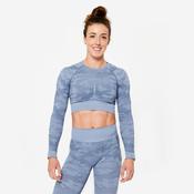 Women's Long-Sleeved Crop Top T-Shirt - Blue image