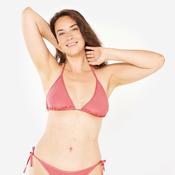 WOMEN'S SLIDING TRIANGLE BIKINI SWIMSUIT TOP MAE - Ribbed PINK image