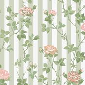 Cath Kidston Climbing Rose Pink and Sage Wallpaper image
