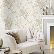 Belgravia Palma Leaf White &amp; Champagne Wallpaper image