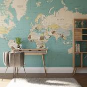 Art for the Home World Map Blue Mural