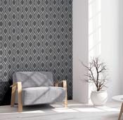 Arthouse Artistick Luxe Ogee Gunmetal Silver Wallpaper image