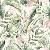 Arthouse Tropical Floral Pink &amp; Green Wallpaper image