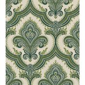 Damask Green &amp; Taupe Wallpaper