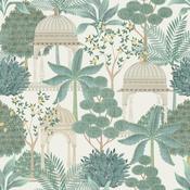 Esselle Exotic Pavilion Parchment/Green Wallpaper