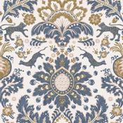 Joules Animal Damask Print Cream &amp; Blue Wallpaper image