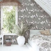 Woodchip &amp; Magnolia Wisteria in Latte/Slate Grey Wallpaper