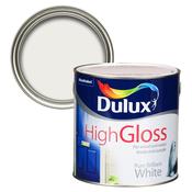 Dulux High Gloss Wood &amp; Metal - Pure Brilliant White Paint - 2.5L