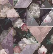 Pink &amp; Black Floral Geo Wallpaper image