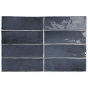 Coco Blue Night Gloss Porcelain Tile 5 x 15cm