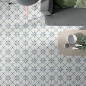 Havana White Flower Porcelain Tile 22.3 x 22.3cm image