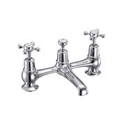 Claremont 2 tap hole bridge basin with plug, chain waste and swivel spout - DesignEmporium