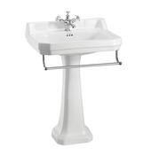 Edwardian 61 cm basin, towel rail and standard pedestal - DesignEmporium