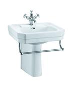Victorian 61cm basin, towel rail and semi pedestal - DesignEmporium