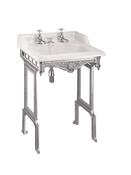 Classic 65cm basin with invisible overflow and brushed aluminium basin stand - DesignEmporium