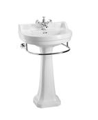 Edwardian 56cm basin with regal pedestal and towel rail - DesignEmporium