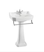Edwardian 56cm basin, towel rail and regal pedestal - DesignEmporium