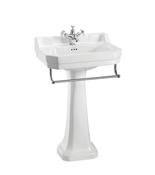 Edwardian 56cm basin, towel rail and standard pedestal - DesignEmporium