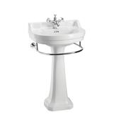 Edwardian round 56cm basin, towel rail and standard pedestal - DesignEmporium