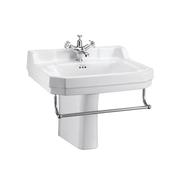 Edwardian 61cm basin, towel rail and semi pedestal - DesignEmporium
